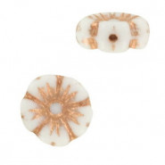 Czech bloem kraal 9mm White rosegold 03000/54318